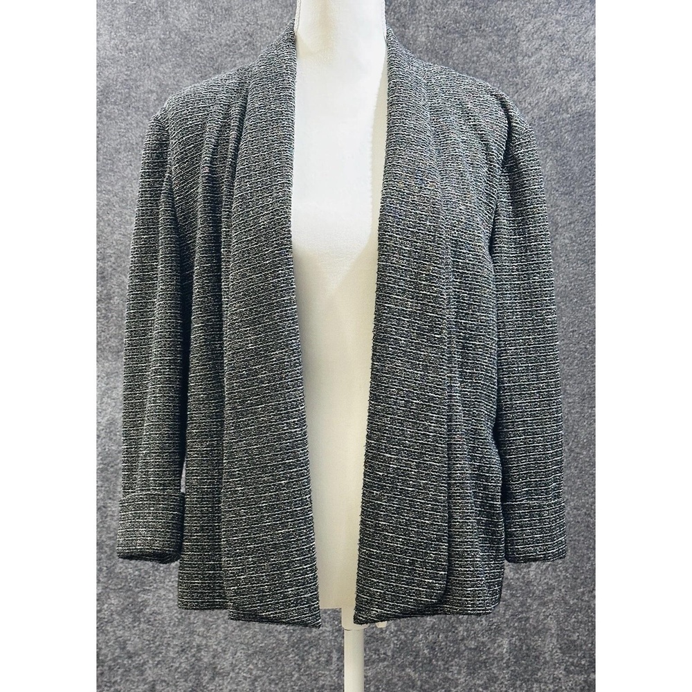 Kasper Womens Blazer Size 14 Gray Tweed with Gold Flecks Open